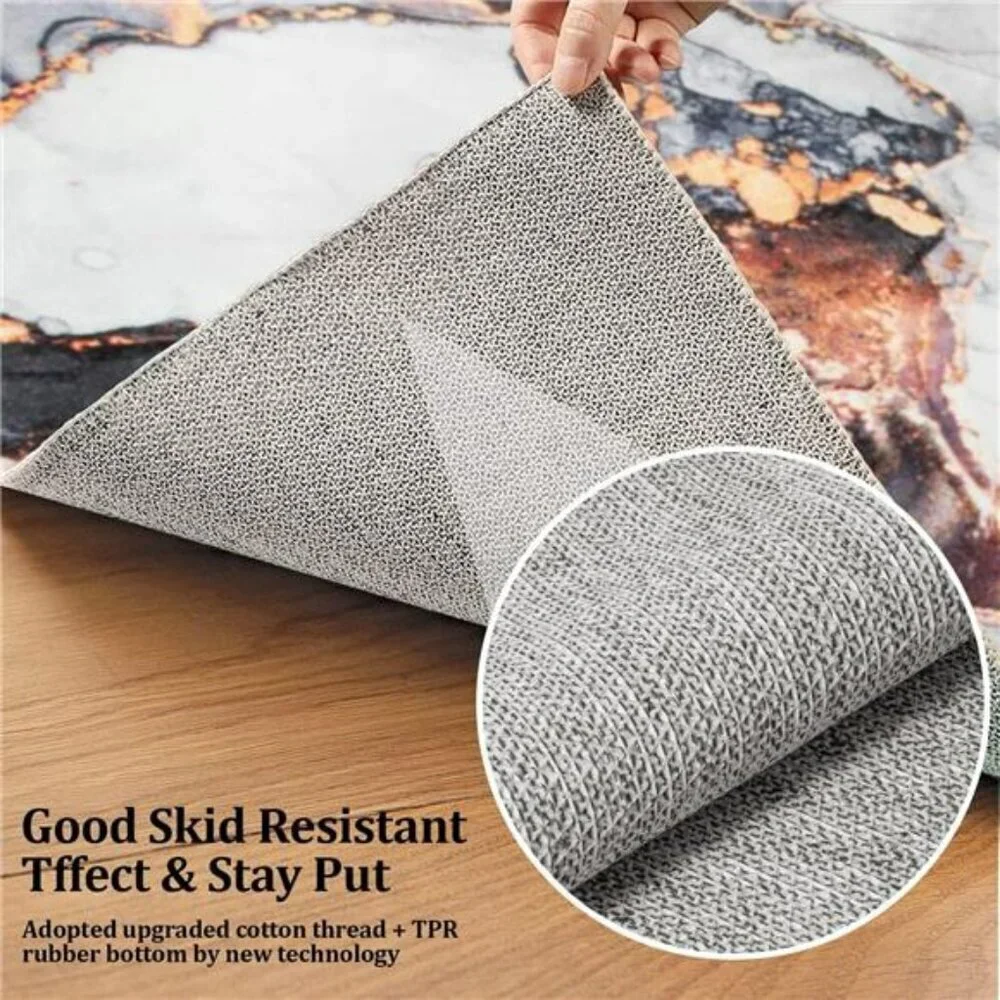 Modern Abstract Marble Area Rug 3x5 Washable Non Slip Rug for Bedroom Office
